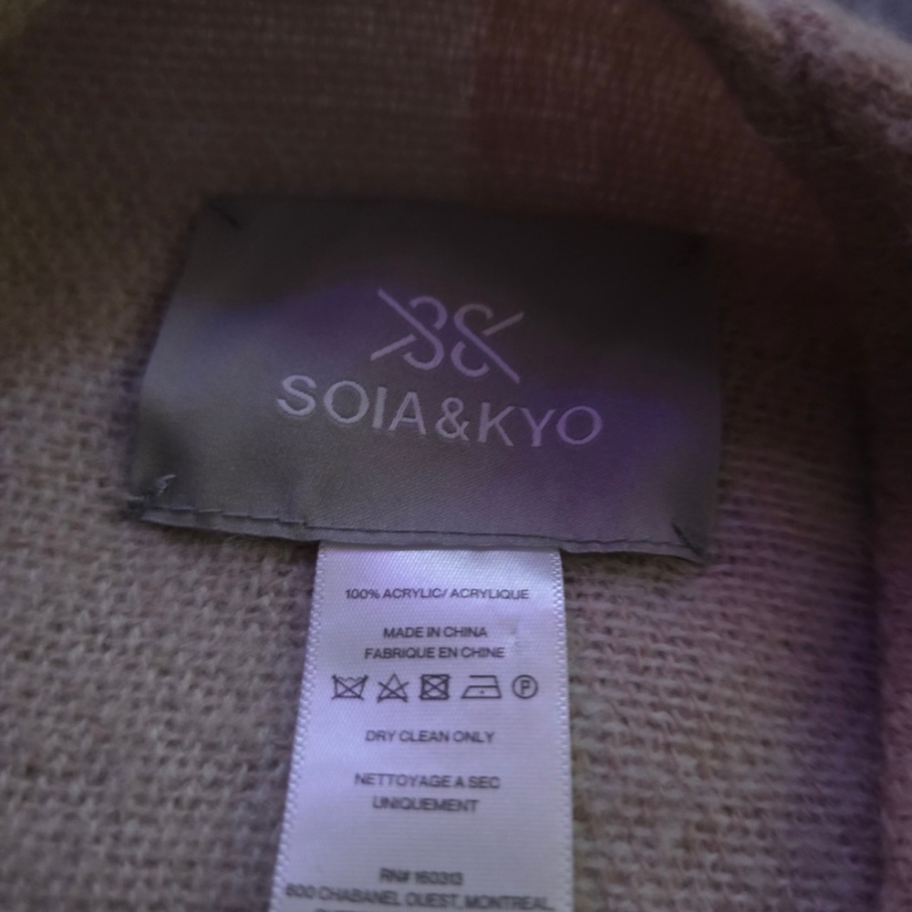 SOIA & KYO Color Block Poncho Wrap Scarf Shawl Neutral Dusty Pink One Size - Picture 8 of 11